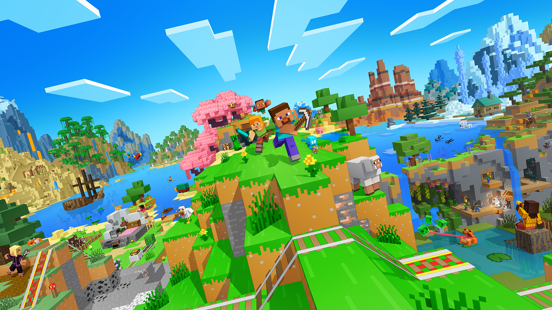 动漫风 Minecraft 方块世界插画